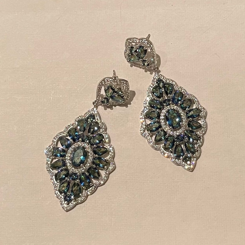 NEW Genuine Fire Opal set in sterling silver earrings. Special occasion, wedding